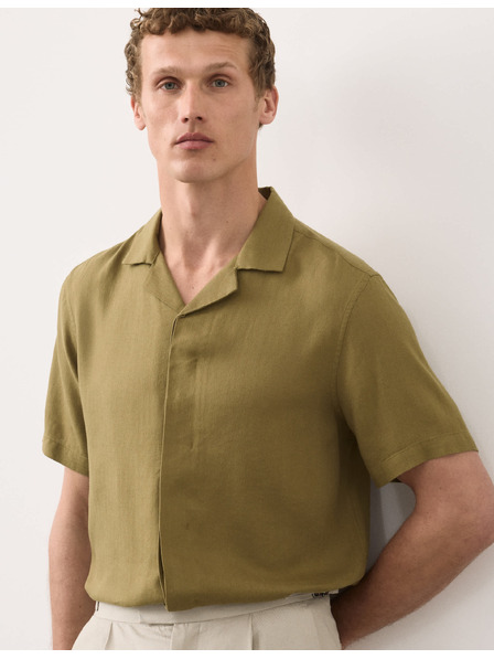 Marks & Spencer Košeľa zo zmesi ľanu s krátkymi rukávmi Marks & Spencer zelená