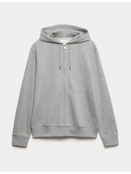 Marks & Spencer Mikina s kapucňou, na zips, s vysokým podielom bavlny Marks & Spencer sivá