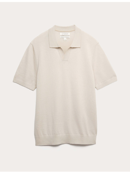 Marks & Spencer Pletená polokošeľa z čistej extra jemnej vlny merino Marks & Spencer béžová