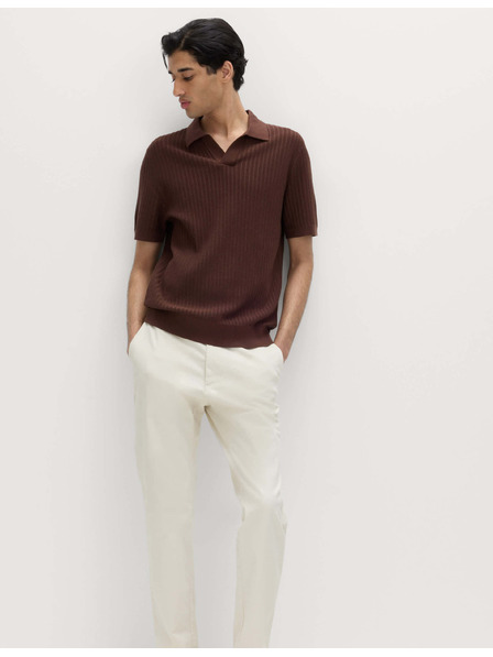 Marks & Spencer Polokošeľa s rebrovanou textúrou, rozhalenkovým golierom, s vysokým podielom bavlny Marks & Spencer hnedá