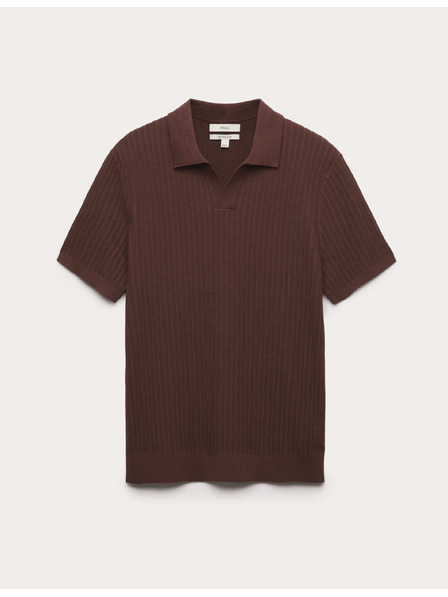 Marks & Spencer Polokošeľa s rebrovanou textúrou, rozhalenkovým golierom, s vysokým podielom bavlny Marks & Spencer hnedá