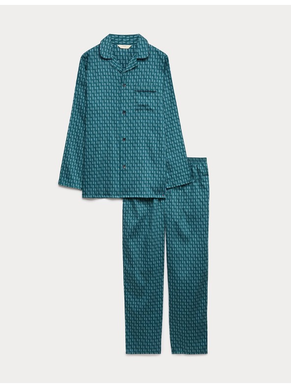 Marks & Spencer Pyžamová souprava zo 100% bavlny s geometrickým potlačou Marks & Spencer zelená