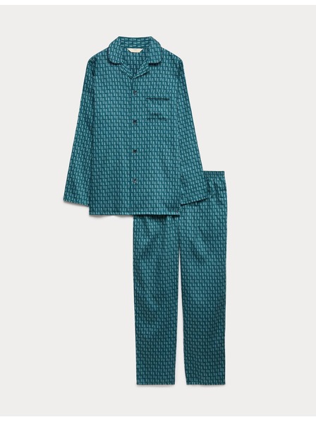 Marks & Spencer Pyžamová souprava zo 100% bavlny s geometrickým potlačou Marks & Spencer zelená