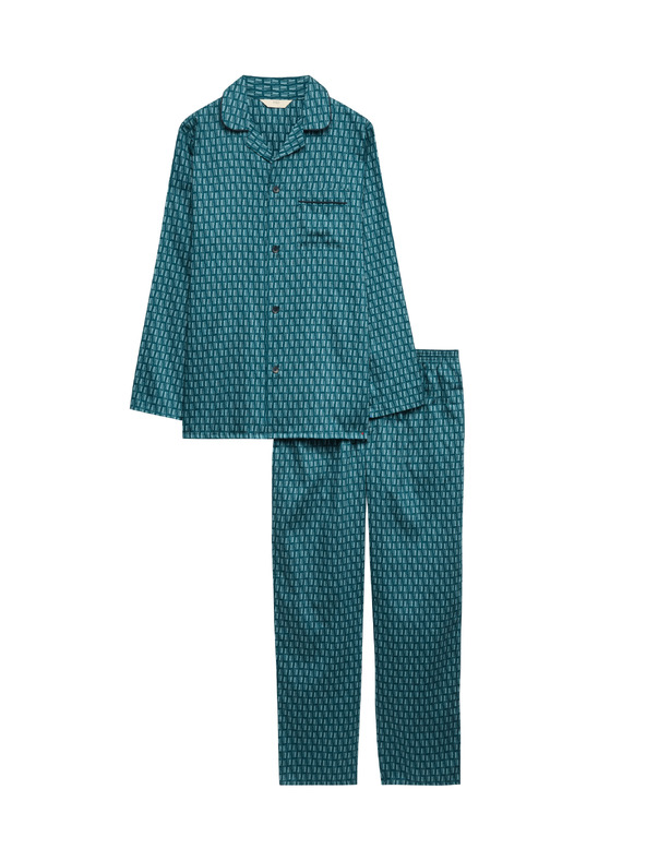 Marks & Spencer Pyžamová souprava zo 100% bavlny s geometrickým potlačou Marks & Spencer zelená