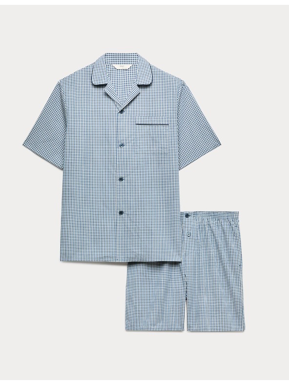 Marks & Spencer Bodkovaná pyžamová souprava z čistej bavlny Marks & Spencer modrá