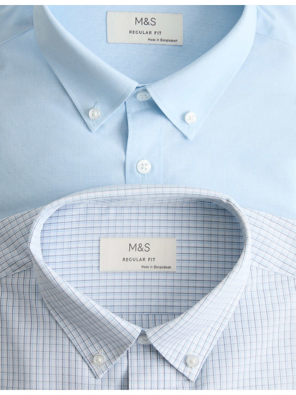 Marks & Spencer Sada 2 ks kockovaných tričiek s krátkym rukávom, normálny strih Marks & Spencer modrá