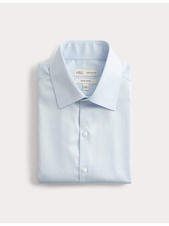 Marks & Spencer Tričko normálneho strihu z čistej bavlny Marks & Spencer modrá