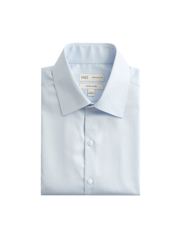 Marks & Spencer Tričko normálneho strihu z čistej bavlny Marks & Spencer modrá