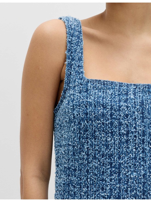 Marks & Spencer Plynulé džínsové mini šaty z čistej bavlny zdobené strapcami Marks & Spencer námornícka modrá