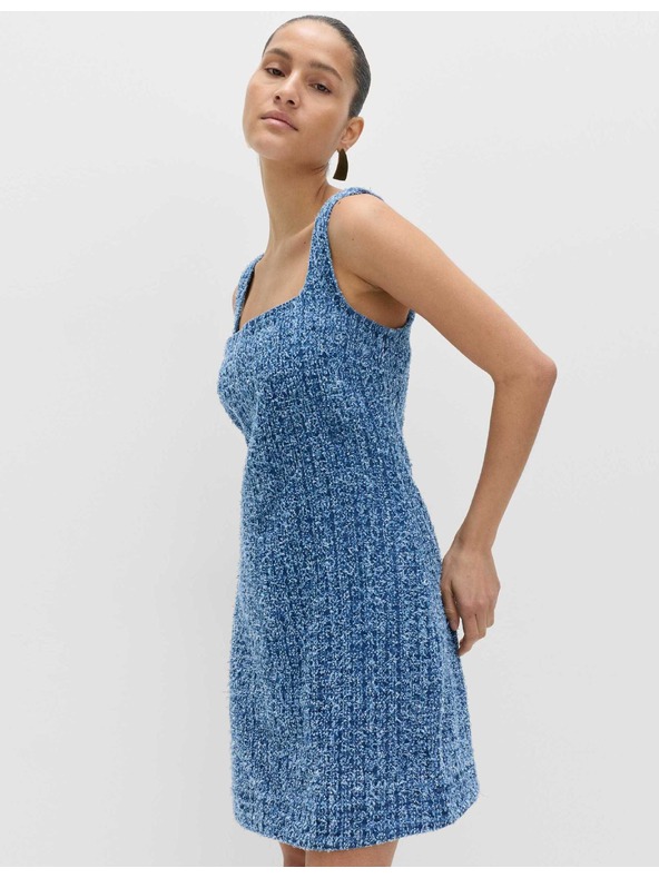 Marks & Spencer Plynulé džínsové mini šaty z čistej bavlny zdobené strapcami Marks & Spencer námornícka modrá