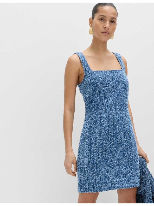 Marks & Spencer Plynulé džínsové mini šaty z čistej bavlny zdobené strapcami Marks & Spencer námornícka modrá