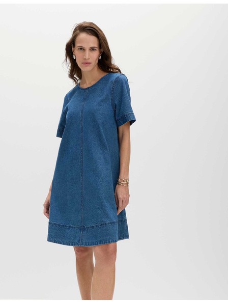 Marks & Spencer Plynulé džínsové mini tričkové šaty z čistej bavlny Marks & Spencer námornícka modrá