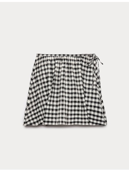 Marks & Spencer Miniatúrna kruhová sukňa z materiálu Gingham zo zmesi bavlny Marks & Spencer čierna