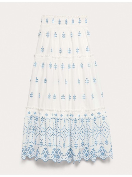 Marks & Spencer Vyšívaná naberaná midaxi sukňa z čistej bavlny Marks & Spencer biela