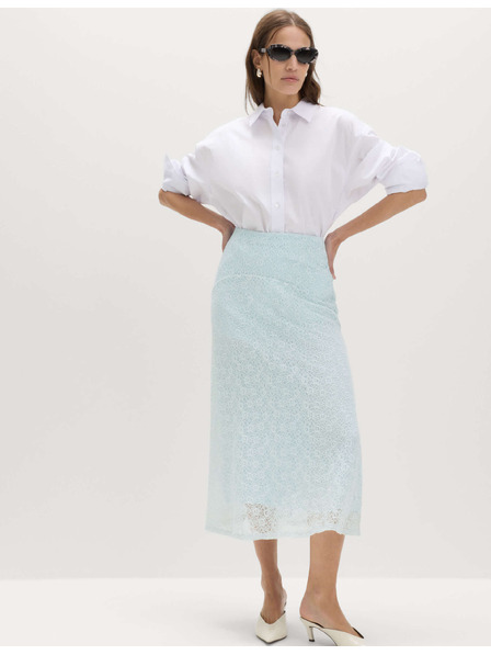 Marks & Spencer Midi sukňa áčkového strihu s krajkou a vysokým podielom bavlny Marks & Spencer modrá
