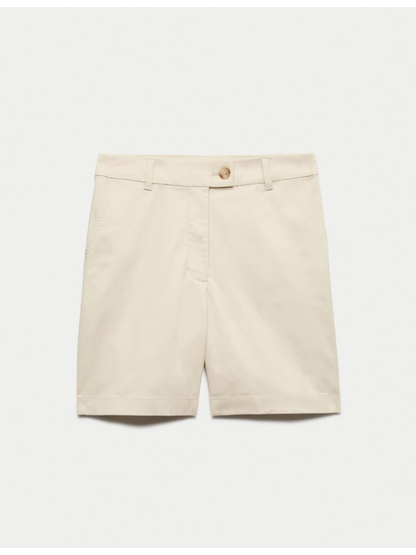 Marks & Spencer Chino kraťasy s vysokým pásom s vysokým podielom bavlny Marks & Spencer smotanová