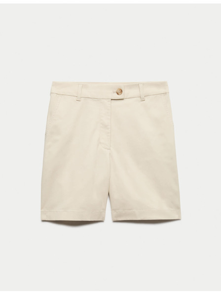 Marks & Spencer Chino kraťasy s vysokým pásom s vysokým podielom bavlny Marks & Spencer smotanová