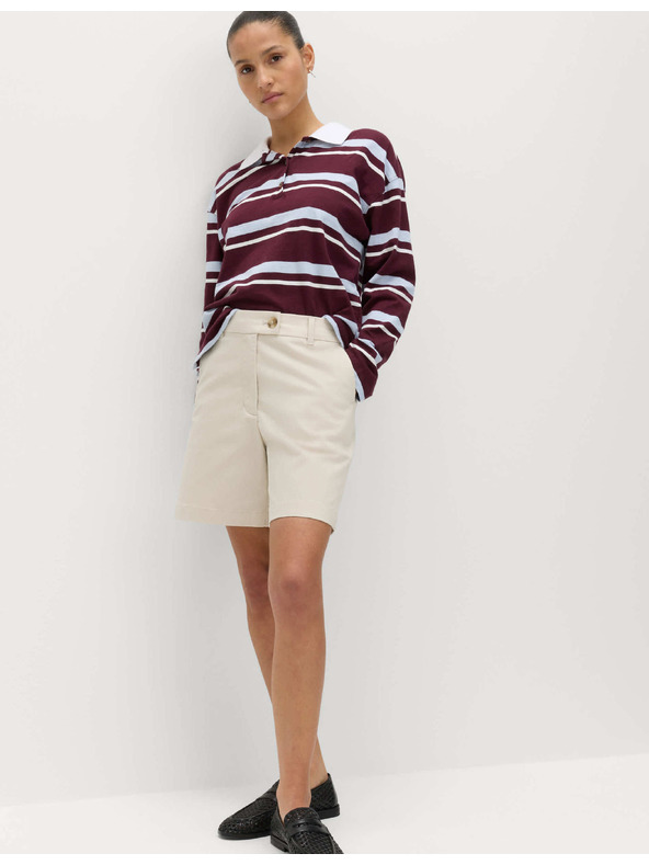 Marks & Spencer Chino kraťasy s vysokým pásom s vysokým podielom bavlny Marks & Spencer smotanová