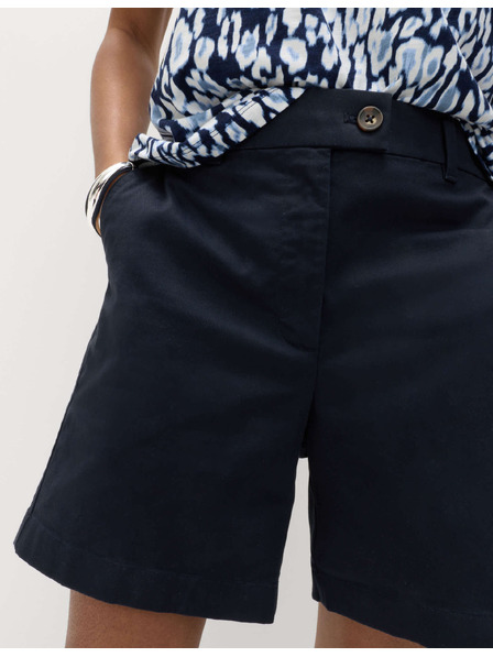 Marks & Spencer Chino kraťasy s vysokým pásom s vysokým podielom bavlny Marks & Spencer námornicka modrá