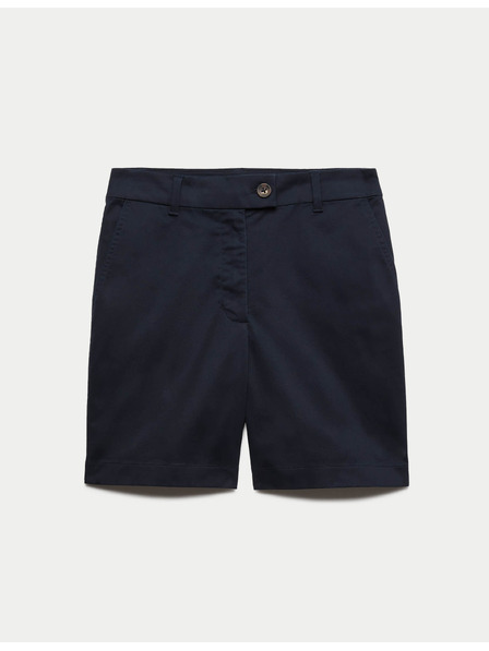 Marks & Spencer Chino kraťasy s vysokým pásom s vysokým podielom bavlny Marks & Spencer námornicka modrá