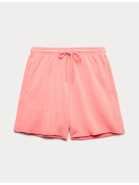 Marks & Spencer Teplákacie kraťasy s vysokým pásom z čistej bavlny Marks & Spencer ružová