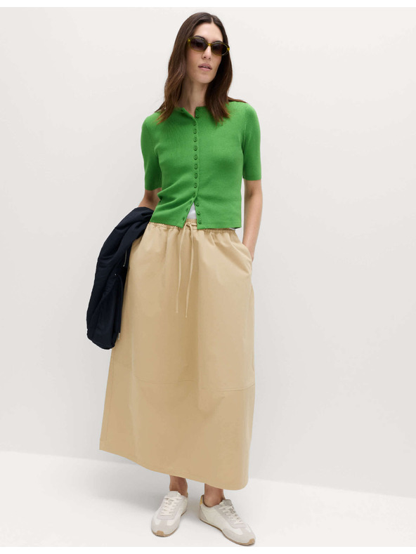 Marks & Spencer Dlhá tvarovacia midi sukňa z čistej bavlny Marks & Spencer béžová