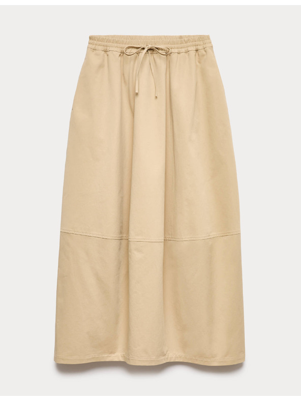 Marks & Spencer Dlhá tvarovacia midi sukňa z čistej bavlny Marks & Spencer béžová