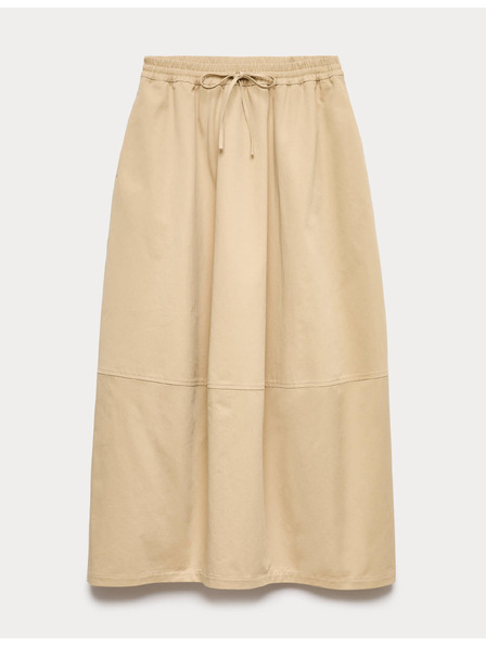 Marks & Spencer Dlhá tvarovacia midi sukňa z čistej bavlny Marks & Spencer béžová