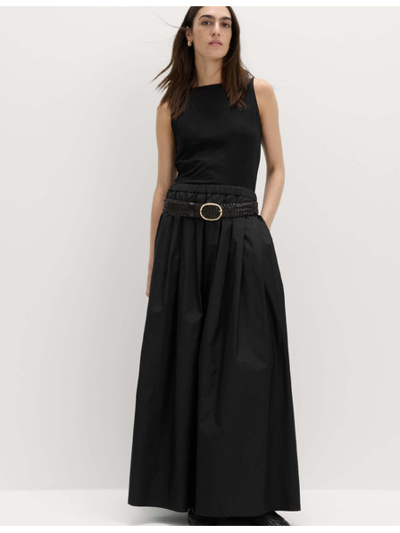Marks & Spencer Plisovaná maxi sukňa z čistej bavlny Marks & Spencer čierna