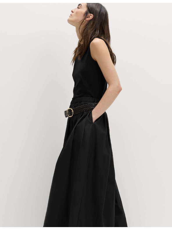 Marks & Spencer Plisovaná maxi sukňa z čistej bavlny Marks & Spencer čierna