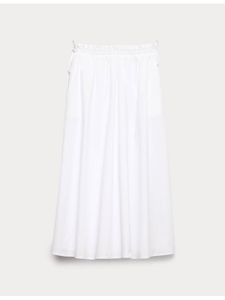 Marks & Spencer Popelínová midi sukňa z čistej bavlny Marks & Spencer biela