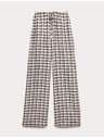Marks & Spencer Nohavice z materiálu Gingham, s vysokým podielom ľanu so širokými nohavicami Marks & Spencer hnedá