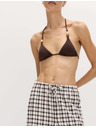 Marks & Spencer Nohavice z materiálu Gingham, s vysokým podielom ľanu so širokými nohavicami Marks & Spencer hnedá