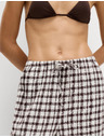 Marks & Spencer Nohavice z materiálu Gingham, s vysokým podielom ľanu so širokými nohavicami Marks & Spencer hnedá