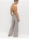 Marks & Spencer Nohavice z materiálu Gingham, s vysokým podielom ľanu so širokými nohavicami Marks & Spencer hnedá