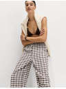 Marks & Spencer Nohavice z materiálu Gingham, s vysokým podielom ľanu so širokými nohavicami Marks & Spencer hnedá
