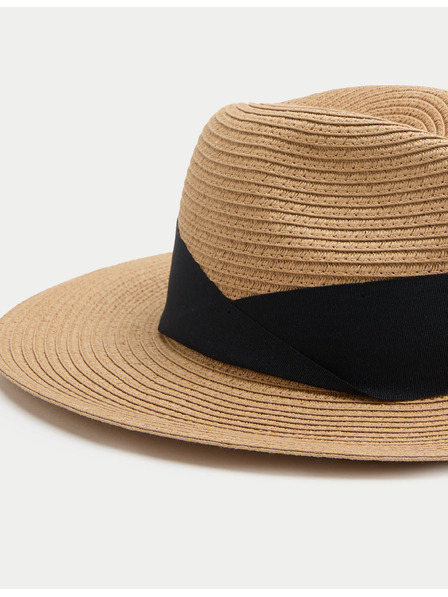 Marks & Spencer Papierový slamenný fedora Marks & Spencer béžová