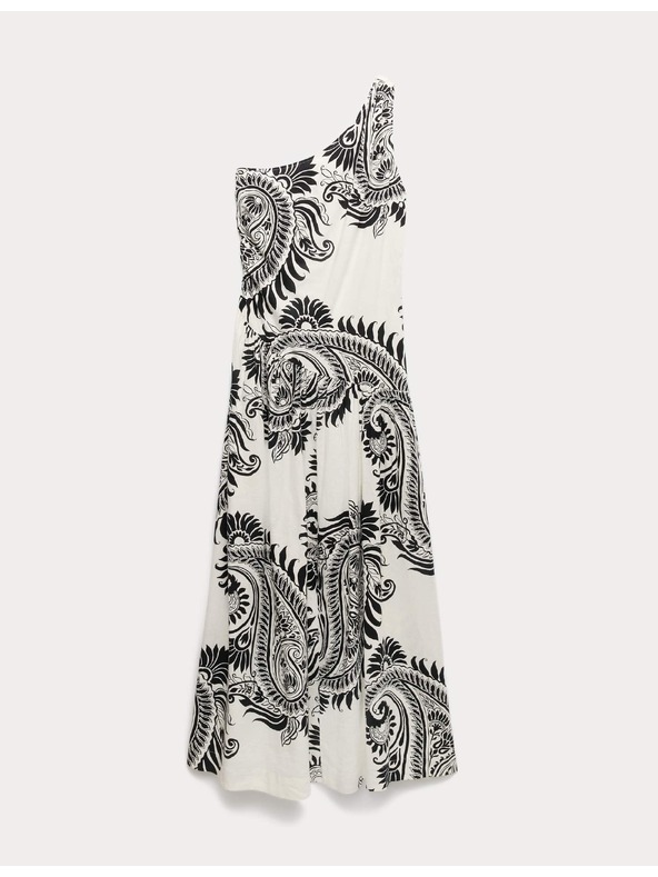 Marks & Spencer Prúdivé maxi šaty na jedno rameno s vysokým podielom ľanu Marks & Spencer čierna