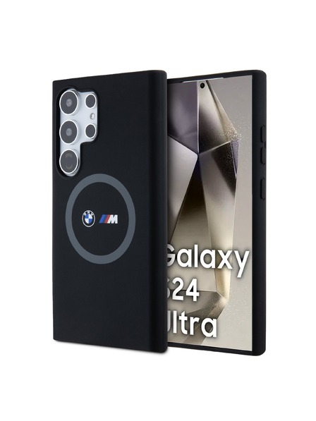 BMW BMW M Printed Round and Logo Magsafe Silikonový kryt pre Samsung Galaxy S24 Ultra Black