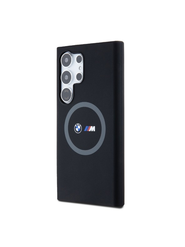BMW BMW M Printed Round and Logo Magsafe Silikonový kryt pre Samsung Galaxy S24 Ultra Black
