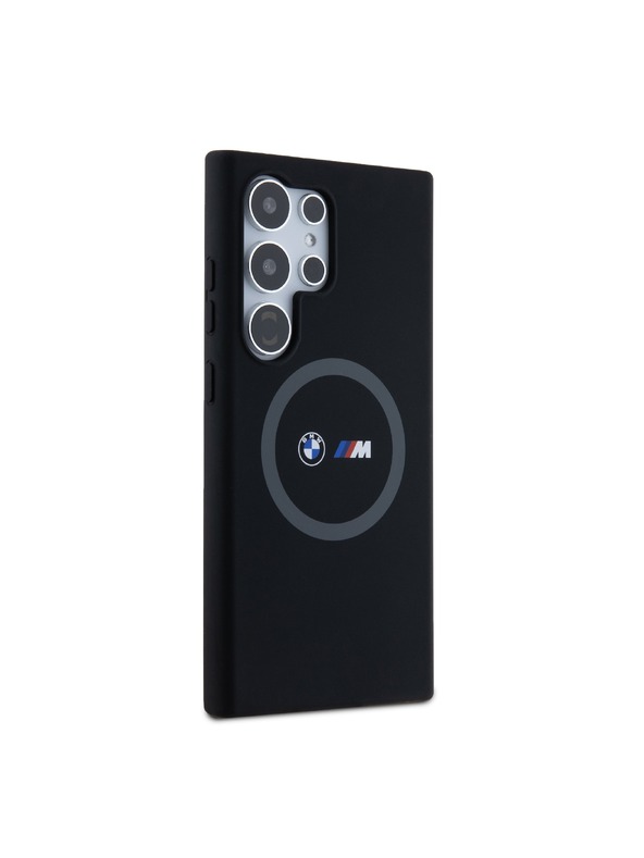 BMW BMW M Printed Round and Logo Magsafe Silikonový kryt pre Samsung Galaxy S24 Ultra Black
