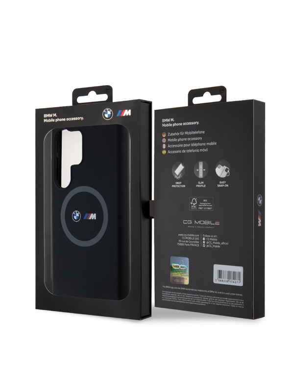 BMW BMW M Printed Round and Logo Magsafe Silikonový kryt pre Samsung Galaxy S24 Ultra Black