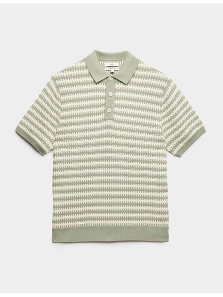 Marks & Spencer Pruhovaná pletená polokošeľa s textúrou, z čistej bavlny Marks & Spencer zelená
