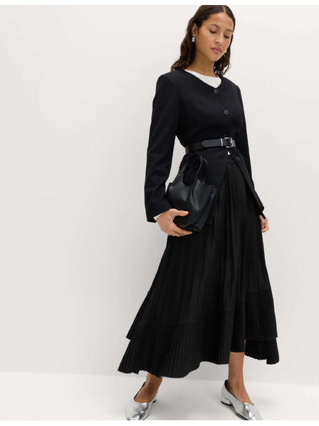Marks & Spencer Plisovaná asymetrická midi sukňa Marks & Spencer čierna