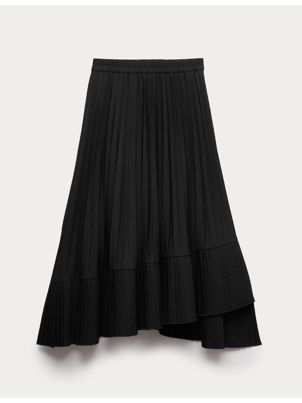 Marks & Spencer Plisovaná asymetrická midi sukňa Marks & Spencer čierna