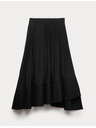 Marks & Spencer Plisovaná asymetrická midi sukňa Marks & Spencer čierna