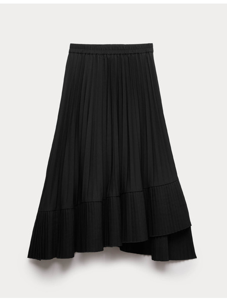 Marks & Spencer Plisovaná asymetrická midi sukňa Marks & Spencer čierna