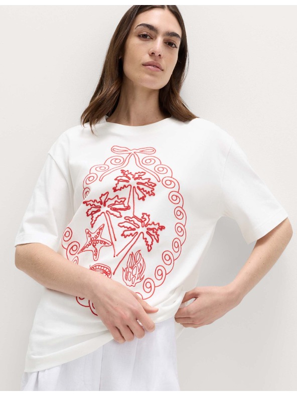 Marks & Spencer Oversized tričko s grafikou z čistej bavlny Marks & Spencer biela