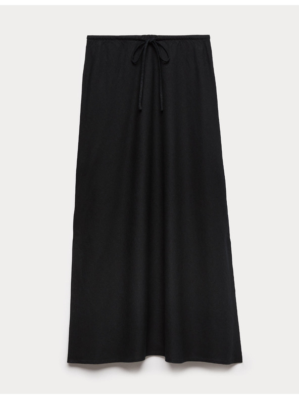Marks & Spencer Áčková maxi sukňa s vysokým podielom ľanu Marks & Spencer čierna