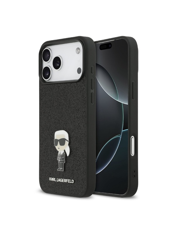 Karl Lagerfeld Karl Lagerfeld Fixed Glitter Metal Ikonik Zadný Kryt pre iPhone 17 Pro Max Black